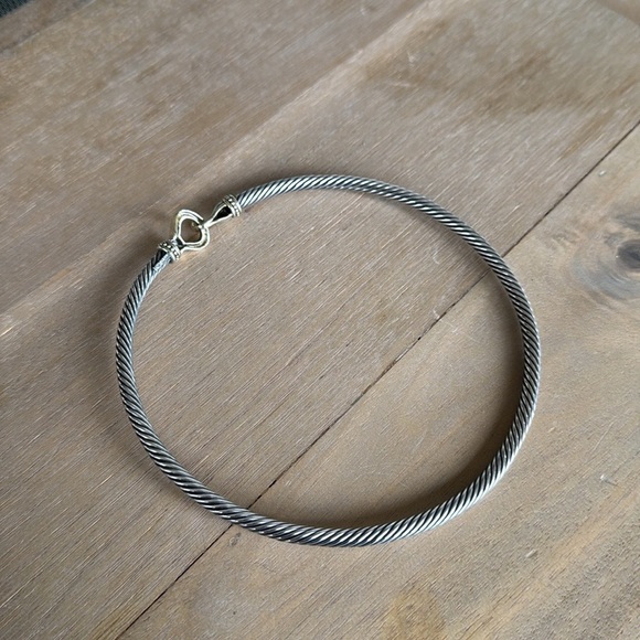 14K Gold and Silver Twisted Rope Choker Necklace - Picture 7 of 10